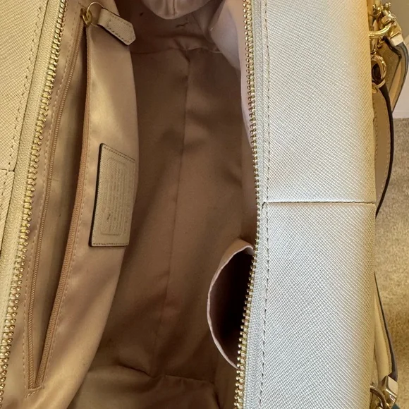 Coach Madison Madeline Cream Handbag with Gold Accents